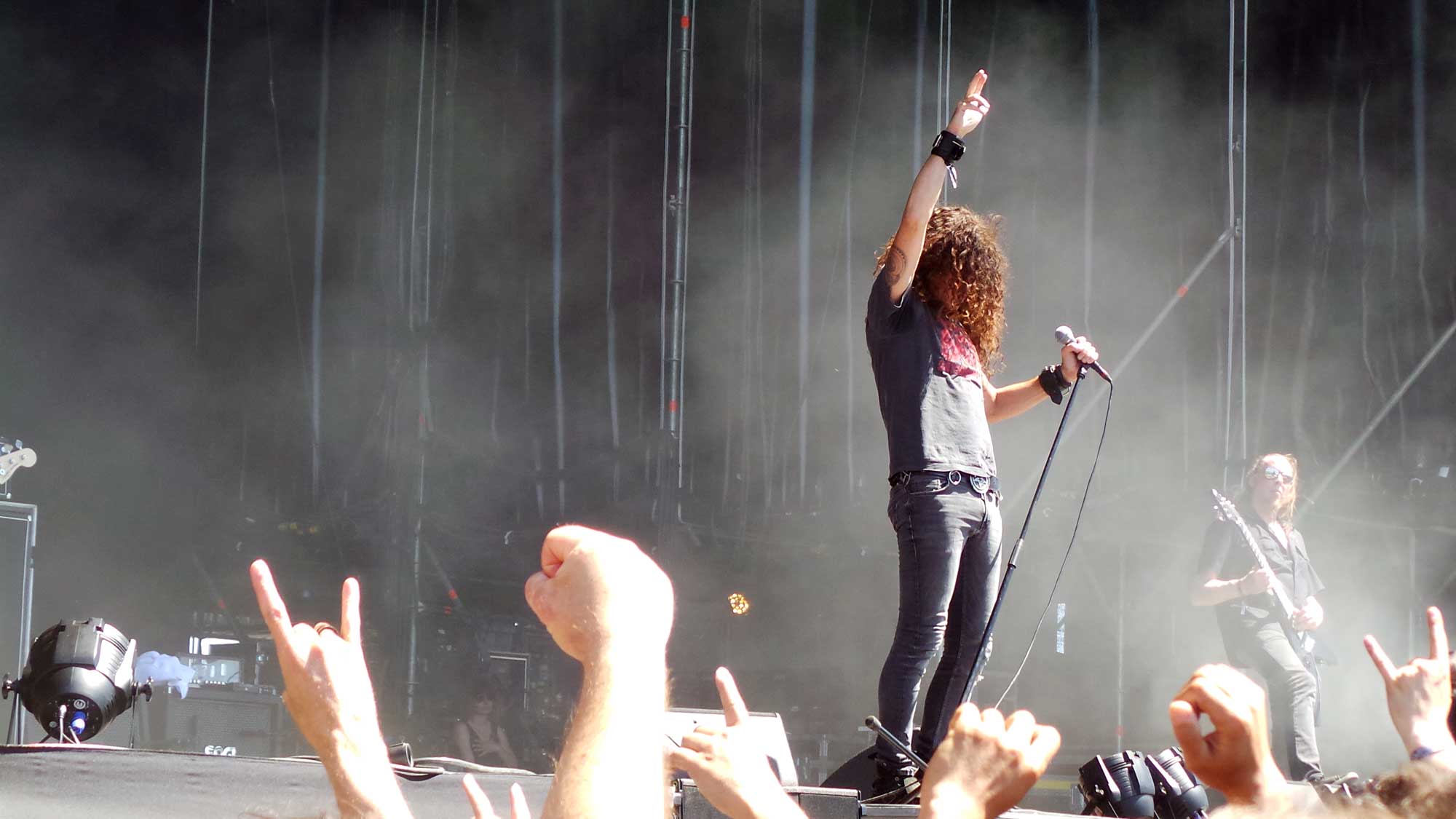 Matts Léven, cantant de Candlemass, actuant al Rock Fest 2016 a Santa Coloma de Gramenet.